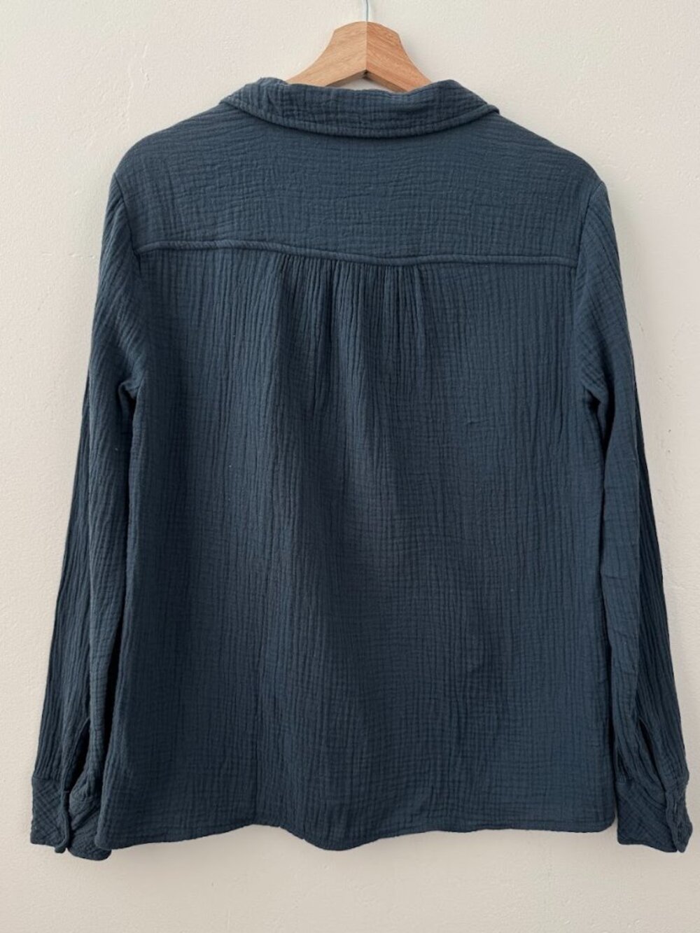 1.STATE Cotton Gauze Popover Shirt XS Blue Coastal Boho Blouse - Picture 3 of 8